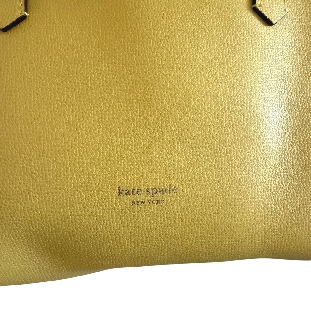 Kate Spade Molly Small Tote Lemon Yellow Grained Leather Shoulder Bag with Pouch - Picture 4 of 15